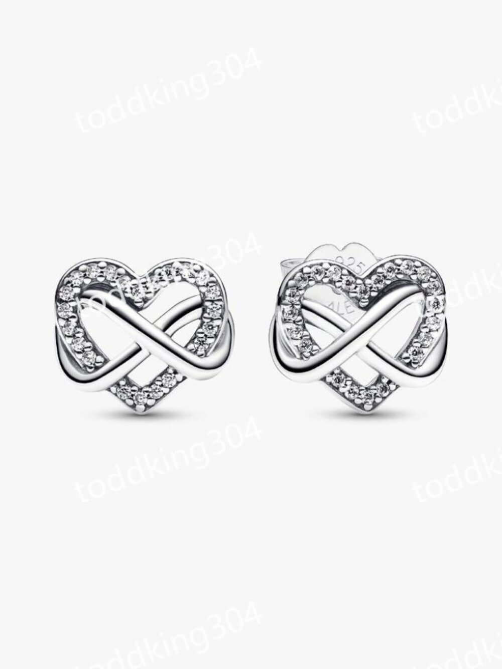 Sparkling Infinity Heart Stud Earrings